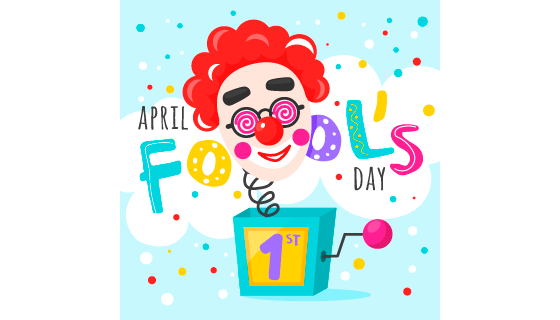 盒子里弹出的红鼻子小丑设计愚人节矢量素材(AI/EPS)