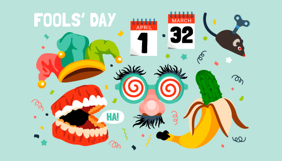 搞怪的愚人节元素矢量素材(AI/EPS)