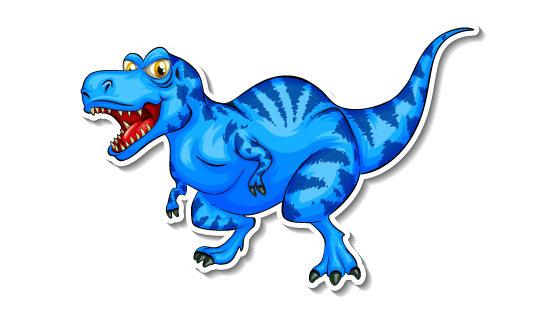 蓝色卡通风格的霸王龙矢量素材(EPS/PNG)