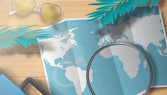 旅游元素逼真地图矢量素材(EPS/AI)