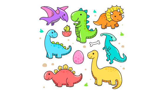 可爱的恐龙集合矢量素材(EPS/PNG)
