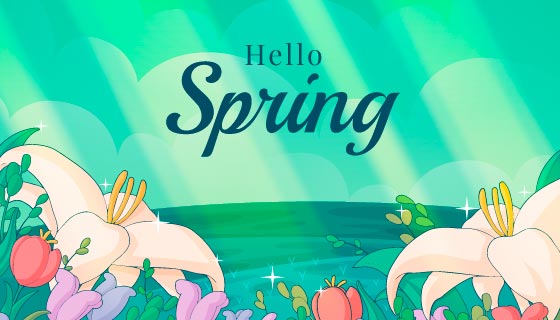 手绘风格美丽的花朵设计春天背景矢量素材(AI/EPS)