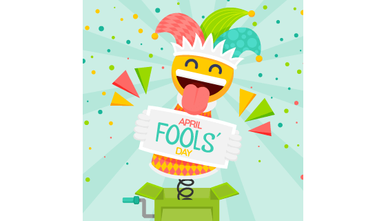 盒子里弹出的伸舌头小丑愚人节矢量素材(AI/EPS)