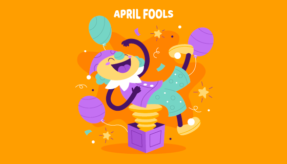 盒子里弹出的大笑小丑愚人节矢量素材(AI/EPS)