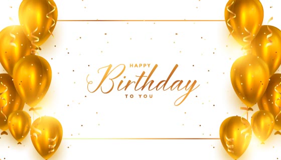 金黄色的气球设计生日快乐背景图矢量素材(EPS)