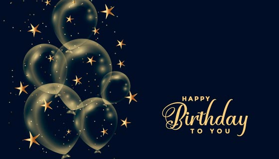 透明的气球和星星设计生日快乐背景图矢量素材(EPS)