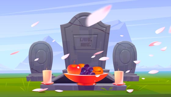 清明节扫墓祭祀矢量素材(AI/EPS)