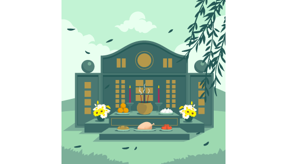 清明节扫墓祭祀矢量素材(AI/EPS)