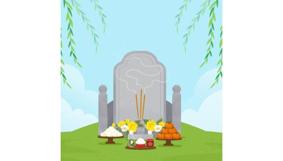 清明节扫墓祭祀矢量素材(AI/EPS)