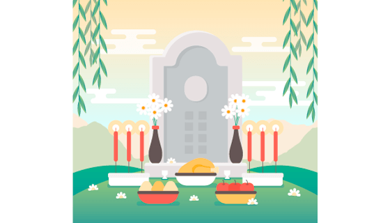 清明节扫墓祭祀矢量素材(AI/EPS)