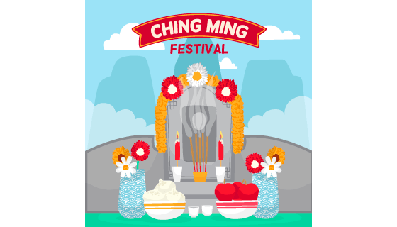 清明节扫墓祭祀矢量素材(AI/EPS)