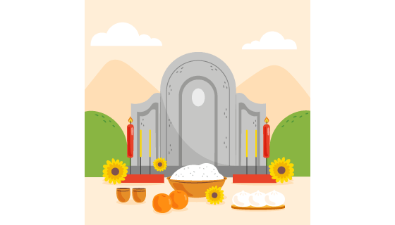 清明节扫墓祭祀矢量素材(AI/EPS)