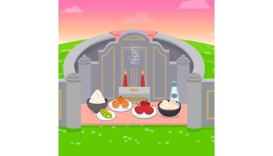 清明节扫墓祭祀矢量素材(AI/EPS)