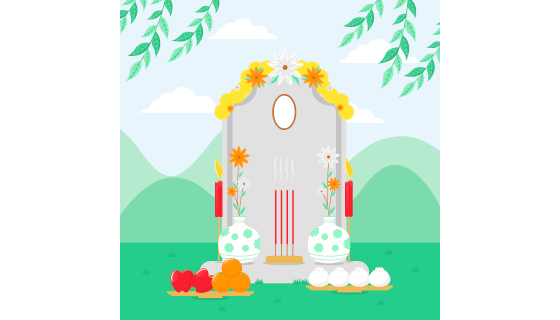 清明节扫墓祭祀矢量素材(AI/EPS)