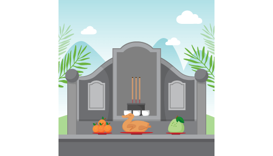 清明节扫墓祭祀矢量素材(AI/EPS)