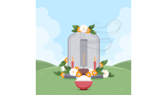 清明节扫墓祭祀矢量素材(AI/EPS)