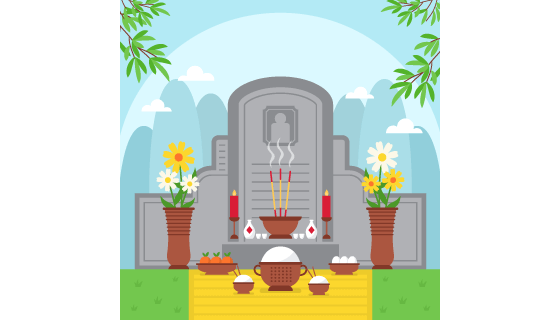 清明节扫墓祭祀矢量素材(AI/EPS)