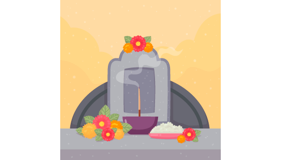 清明节扫墓祭祀矢量素材(AI/EPS)