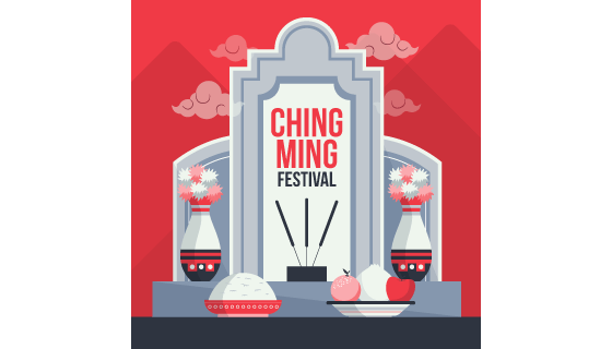 清明节扫墓祭祀矢量素材(AI/EPS)