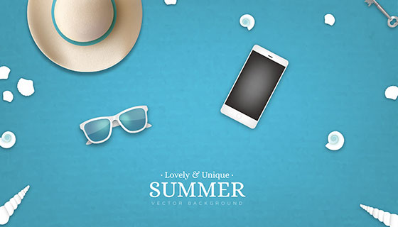 夏日元素背景矢量素材(EPS/AI)