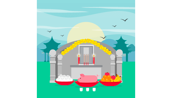 清明节扫墓祭祀矢量素材(AI/EPS)