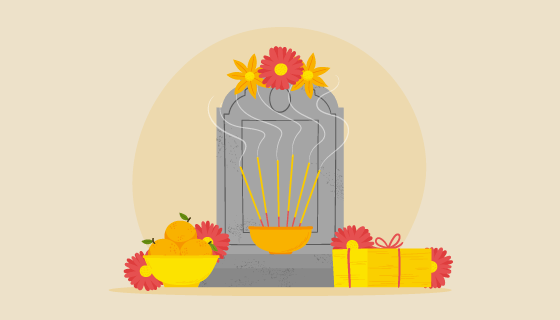 清明节扫墓祭祀矢量素材(AI/EPS)