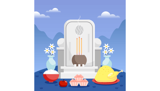 清明节扫墓祭祀矢量素材(AI/EPS)