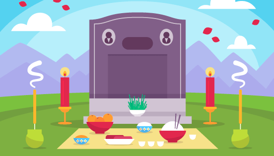 清明节扫墓祭祀矢量素材(AI/EPS)