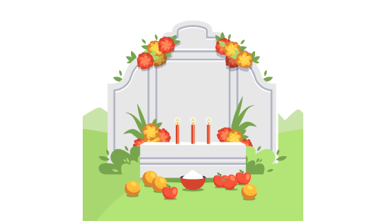 清明节扫墓祭祀矢量素材(AI/EPS)