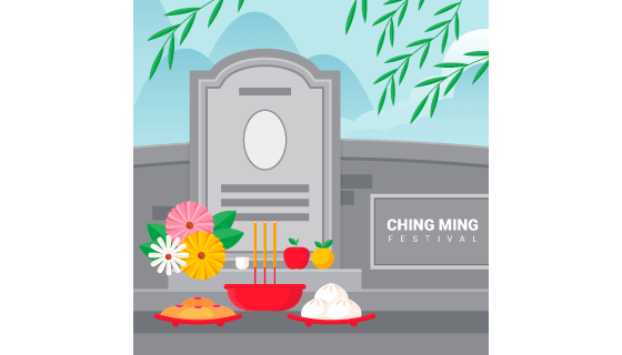 清明节扫墓祭祀矢量素材(AI/EPS)