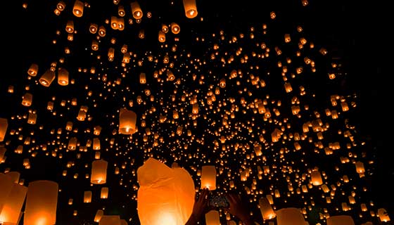 满天的孔明灯高清图片素材(JPG)