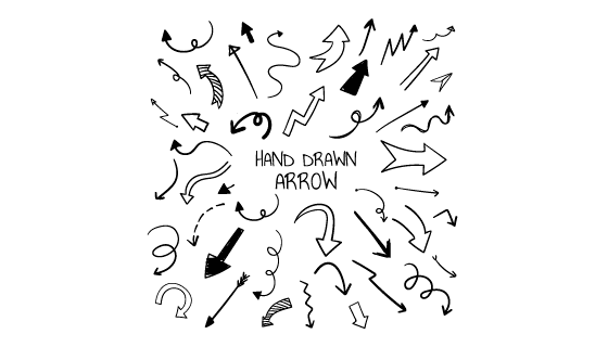 手绘涂鸦风格的箭头集合矢量素材(EPS/PNG)