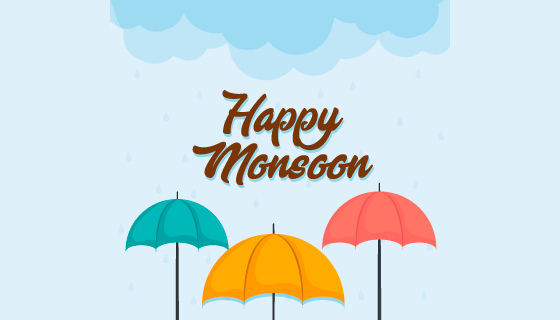 雨中多彩的雨伞设计雨季背景矢量素材(EPS)