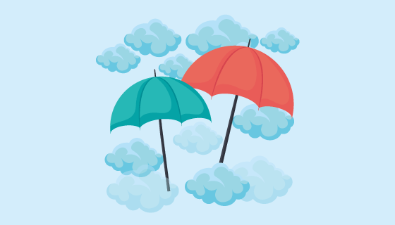 天空中的云朵和雨伞矢量素材(EPS)