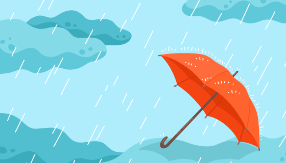 雨中的红雨伞矢量素材(AI/EPS)