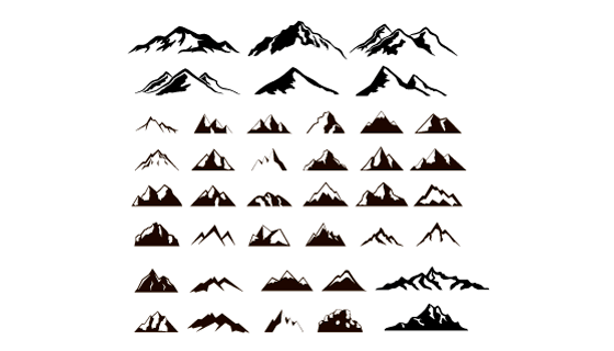 黑白风格的山脉图标矢量素材(EPS/PNG)