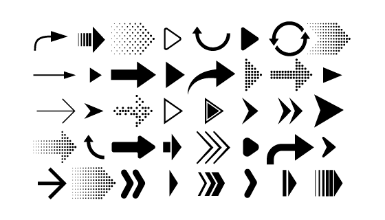 不同款式风格的黑色箭头集合矢量素材(EPS)