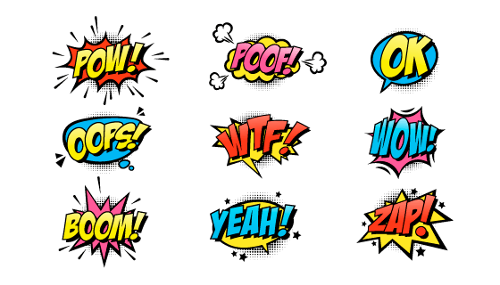 九个漫画风格的爆炸聊天气泡矢量素材(EPS/PNG)