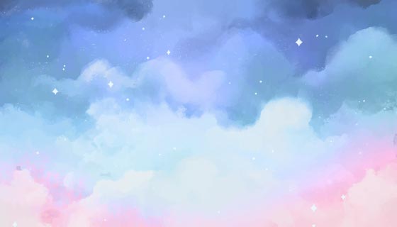 梦幻水彩风格天空背景矢量素材(AI/EPS)