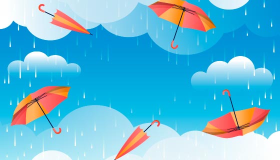 雨中不同角度的雨伞设计雨季背景矢量素材(AI/EPS)