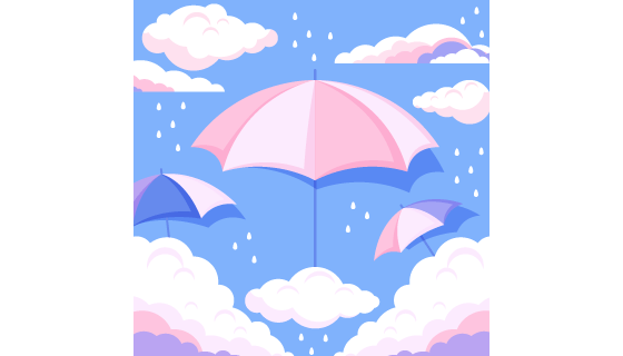 扁平风格雨中的雨伞雨季背景矢量素材(AI/EPS)