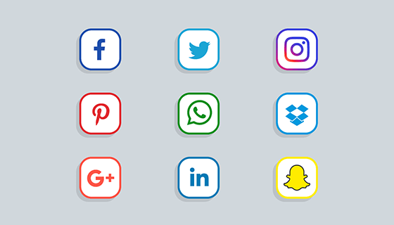 扁平社会化媒体图标矢量素材(EPS/PNG)