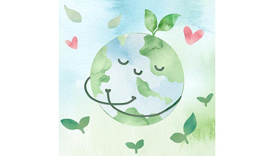 水彩风格的绿色地球图片素材(JPG)