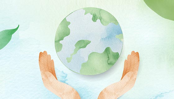 水彩风格捧着地球的双手图片素材(JPG)