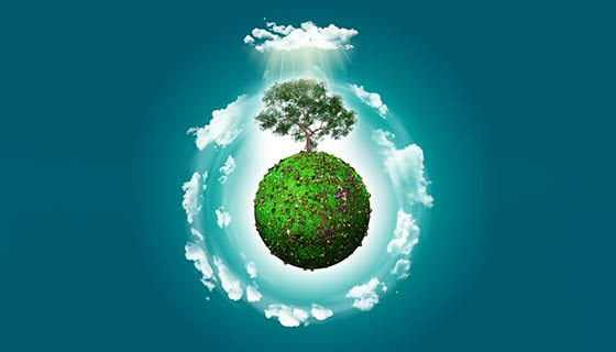 被绿色植物覆盖和新鲜空气笼罩的地球高清图片素材(JPG)