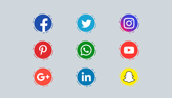 圆形扁平社会化媒体图标矢量素材(EPS/PNG)