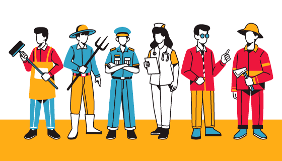 扁平风格不同职业的人们设计劳动节矢量素材(AI/EPS)