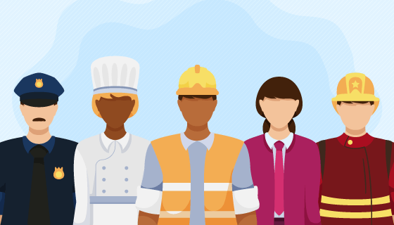 五个不同职业的人们设计劳动节矢量素材(AI/EPS)