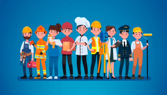 不同职业的人们设计劳动节矢量素材(EPS)