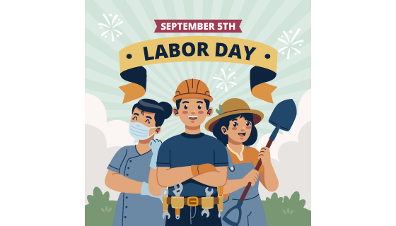 三个不同职业的工人设计劳动节矢量素材(AI/EPS)